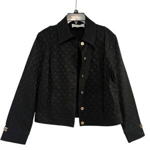 Vintage St. John Sport Elegant Black Monogram Logo Women's Jacket Blazer Sz P